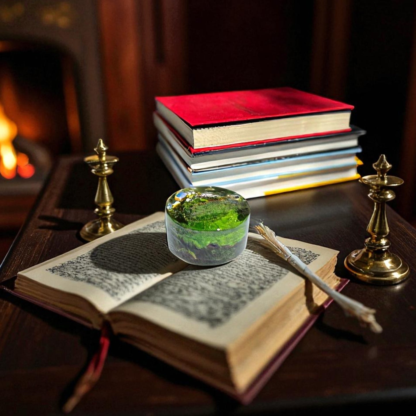 Serenzy Preserved Moss & Clear Resin Orb | Unique Biophilic Desk & Home Decor | Handcrafted Nature Art