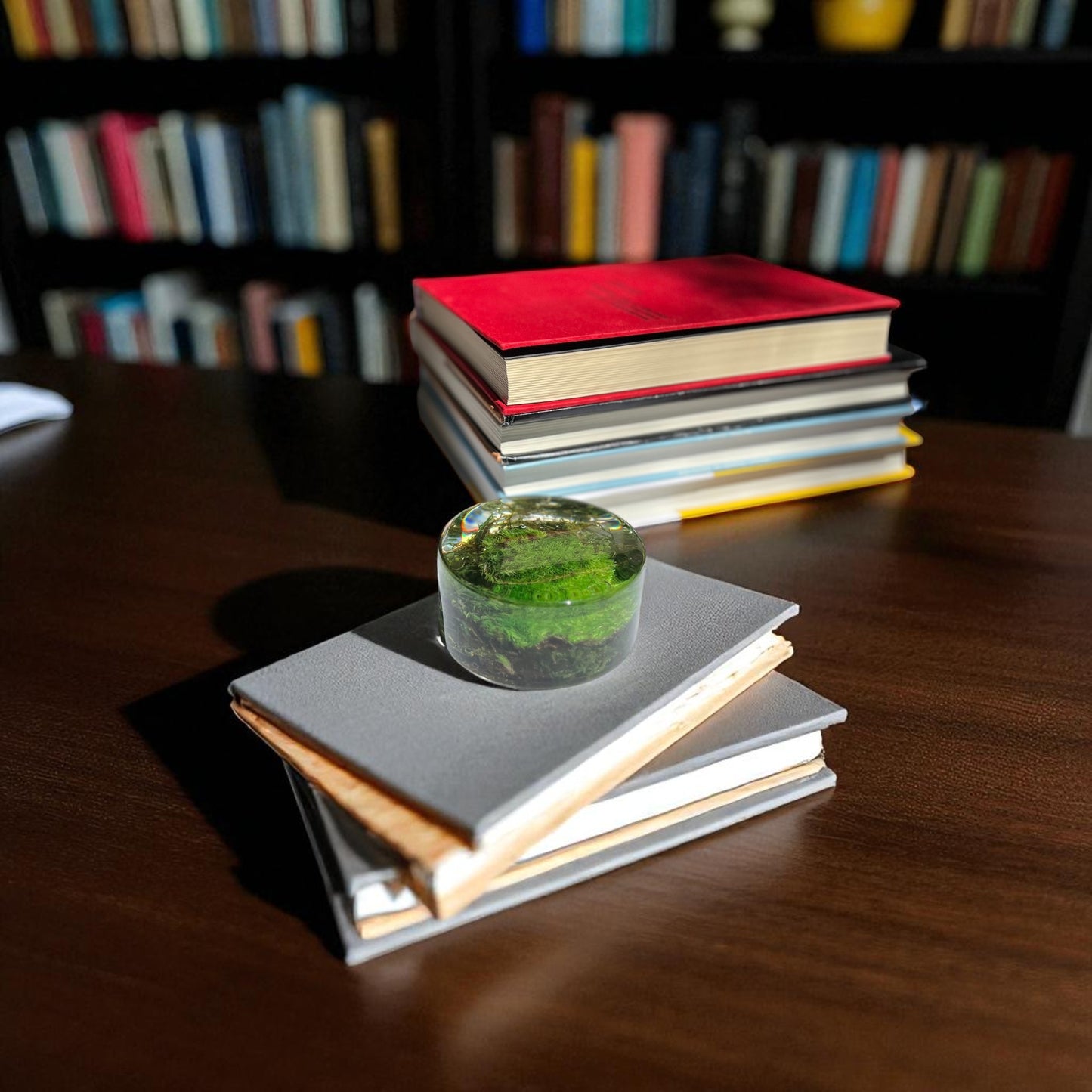 Serenzy Preserved Moss & Clear Resin Orb | Unique Biophilic Desk & Home Decor | Handcrafted Nature Art